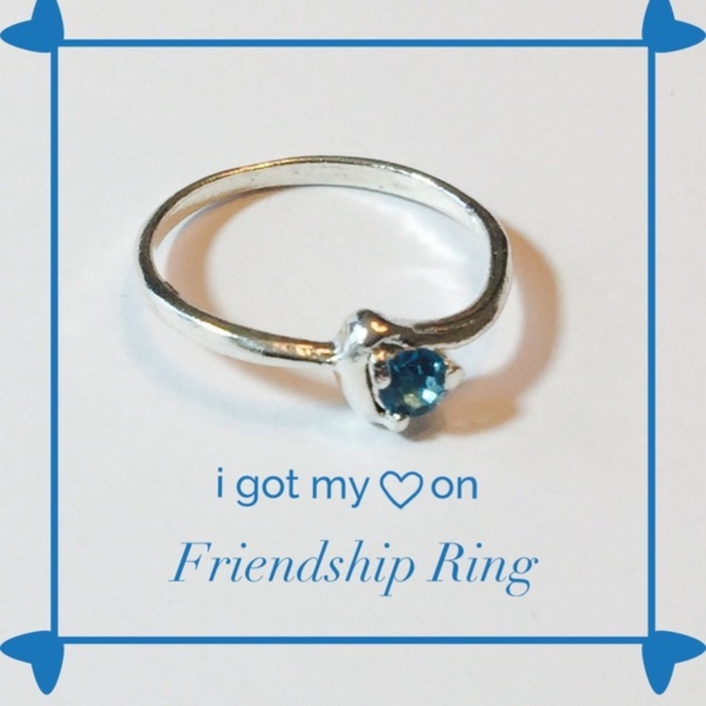 Heart Silver plated Teal CZ  Ring